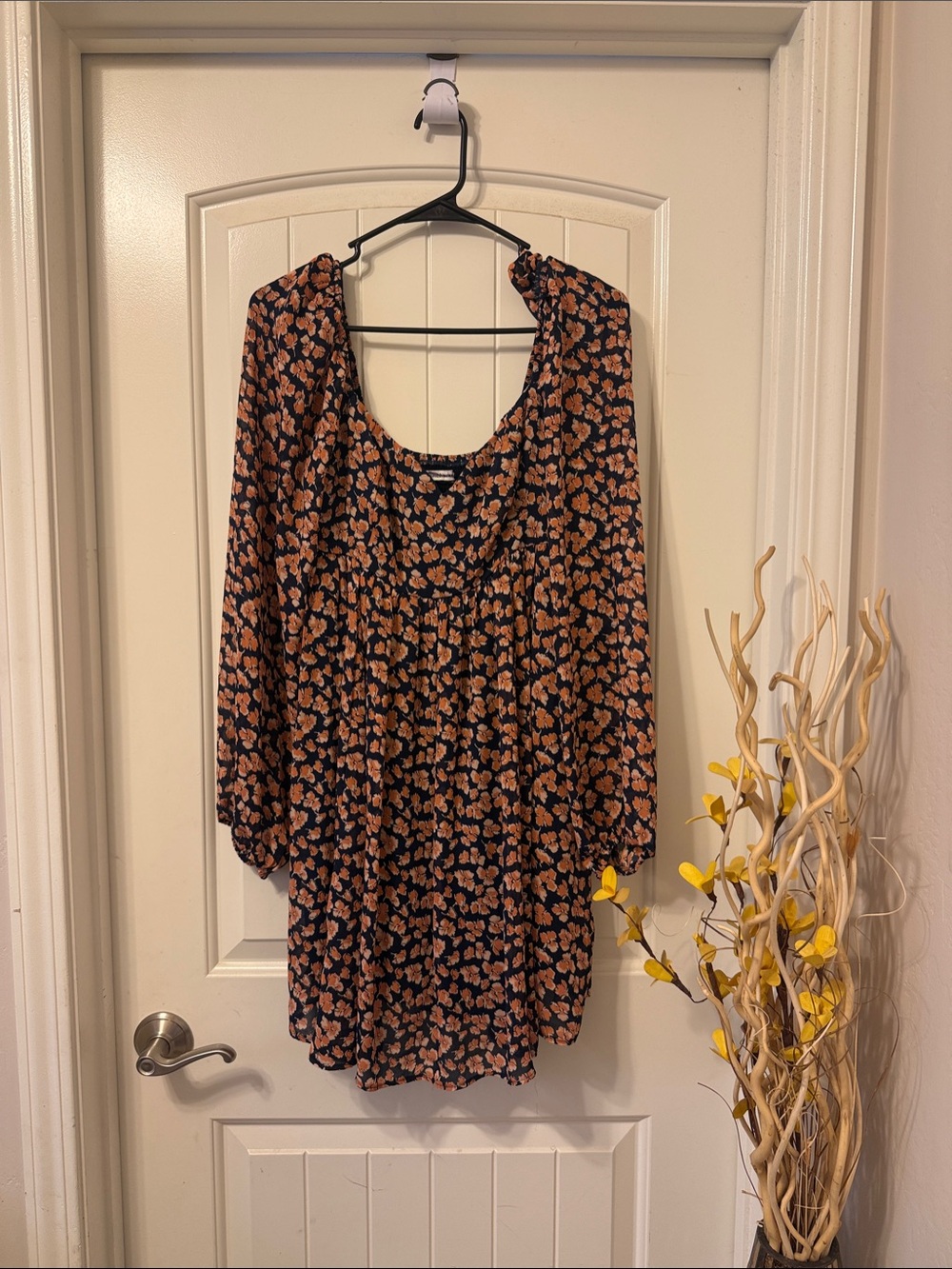 Abercrombie & Fitch Black Mini Dress with Rust Floral Print